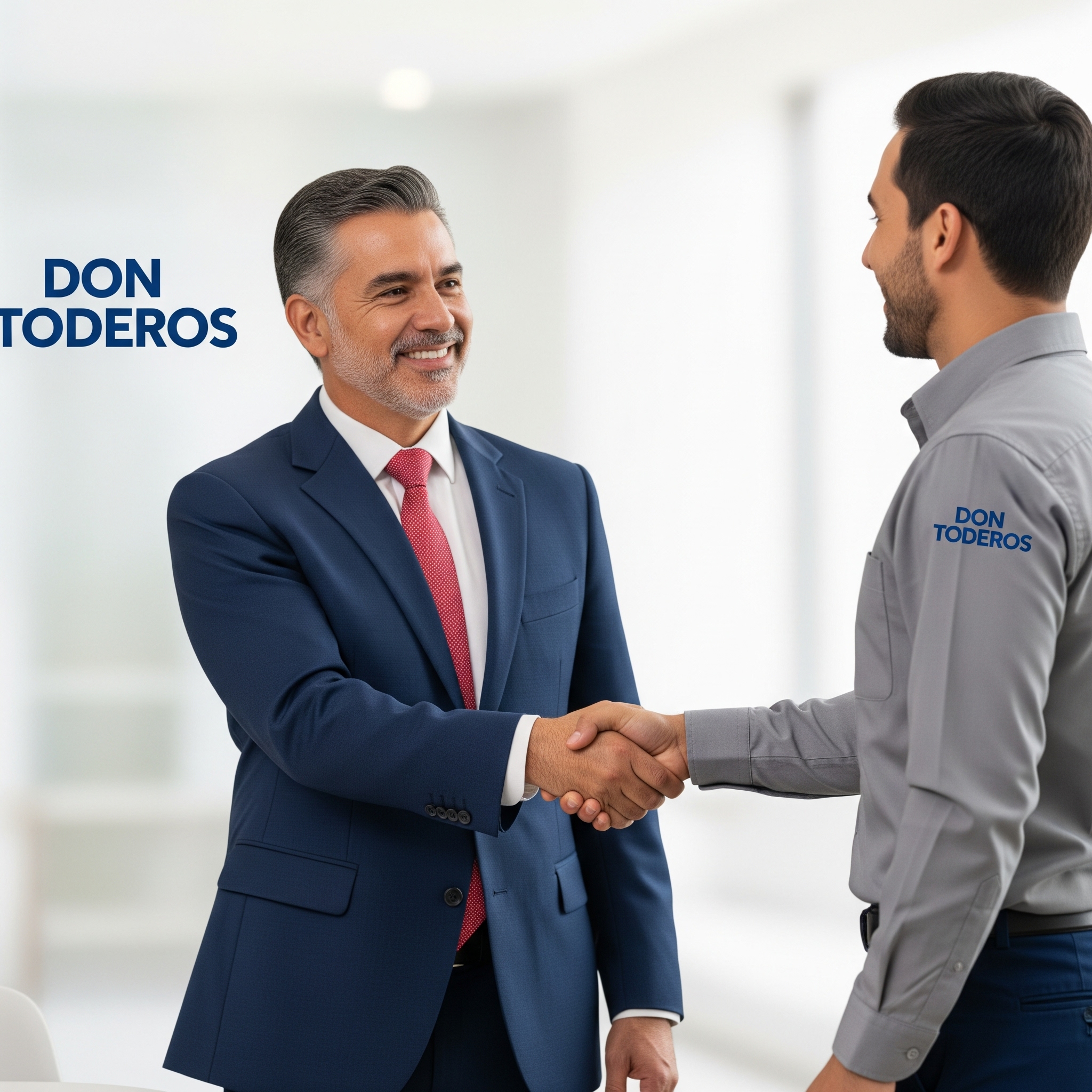 Encuentra el talento que necesitas Empresario de Don Toderos cerrando un trato con un empleado
